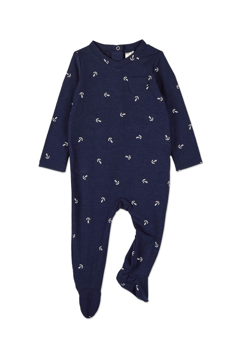 Seas The Day Rayon Blend Footie, Main, color, Navy