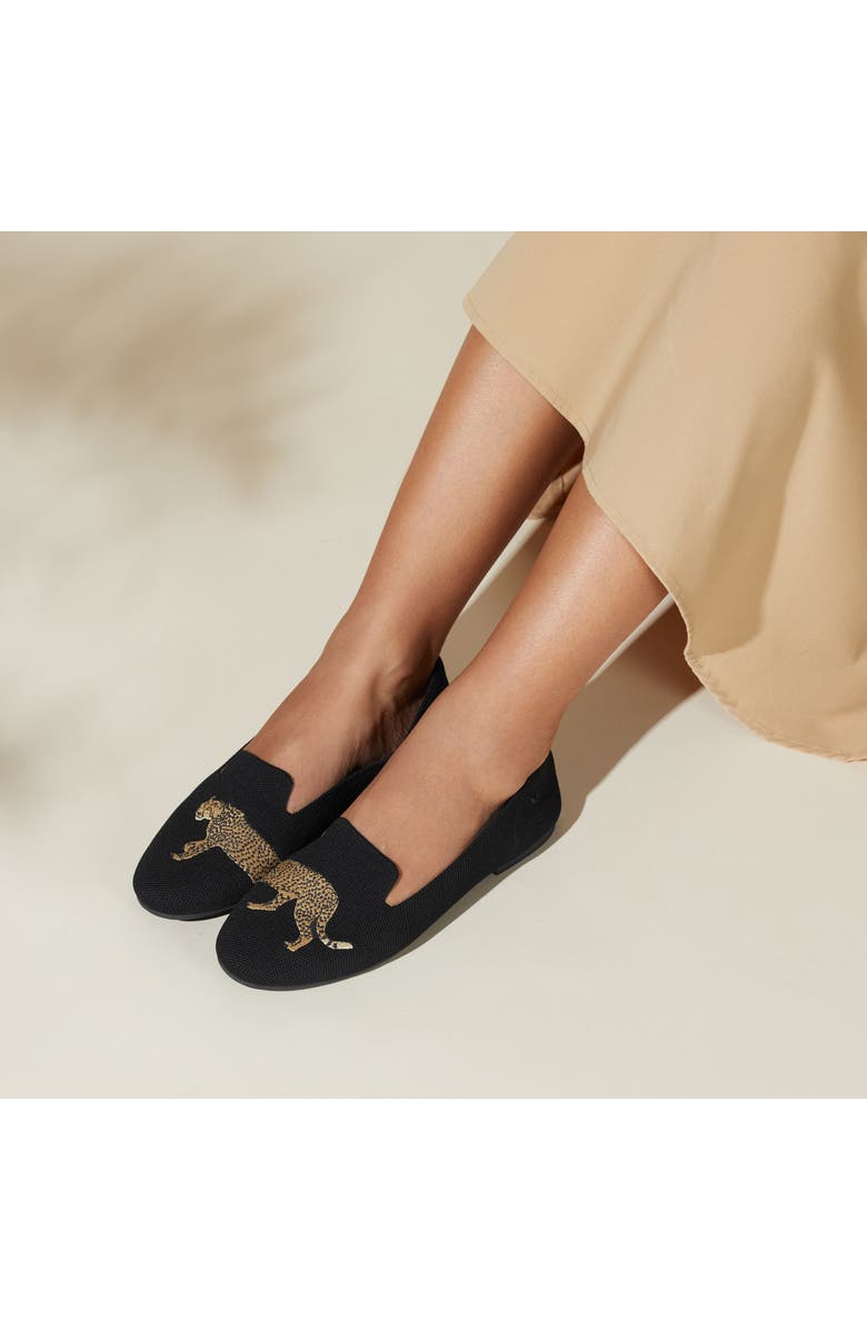 VIVAIA Round-Toe Embroidered Loafers, Alternate, color, Black - Cheetah