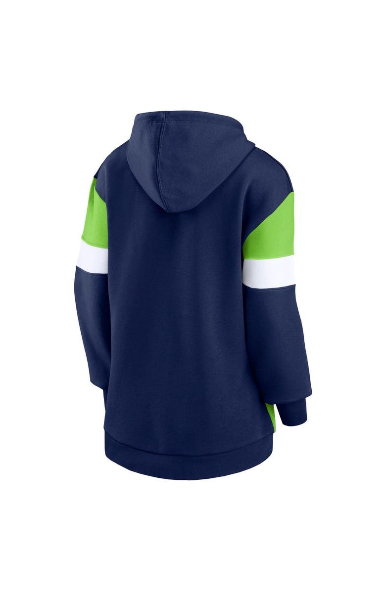 FANATICS Women's Fanatics Branded College Navy/Neon Green Seattle Seahawks Lock It Down Pullover Hoodie, Alternate, color, Navy