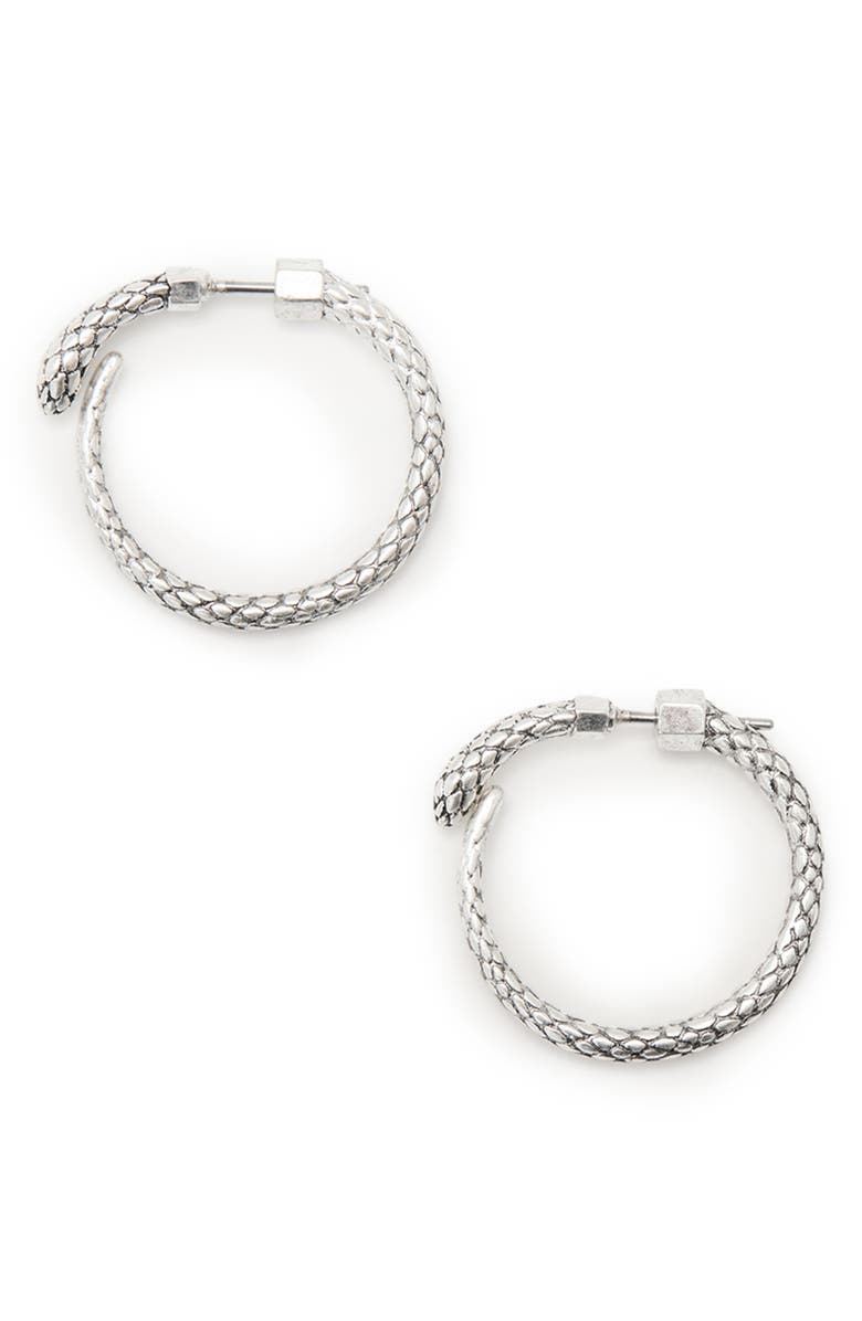 AllSaints Serpentine Front/Back Hoop Earrings, Main, color, 