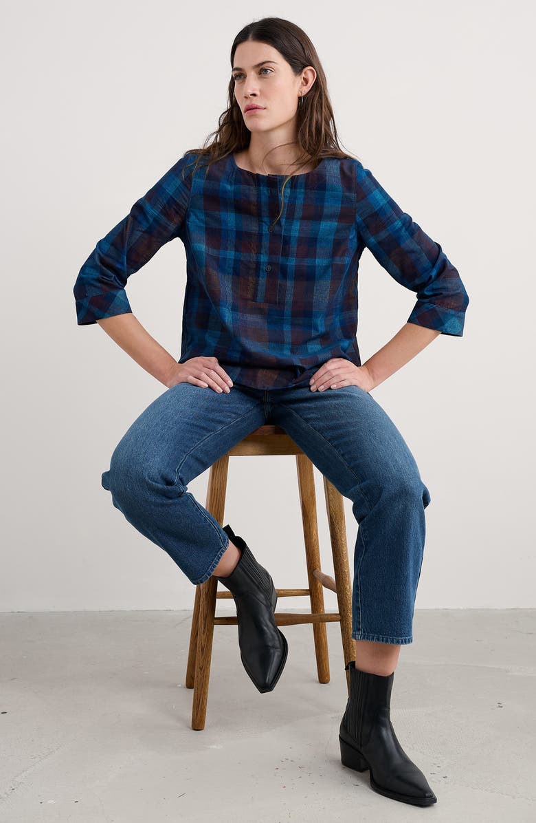 Seasalt Cornwall Tithonia Plaid Organic Cotton Corduroy Top, Alternate, color, Honesty Sea Cave