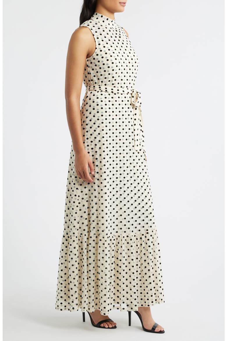 Polka Dot Sleeveless Gown, Alternate, color, IVORY/ BLACK