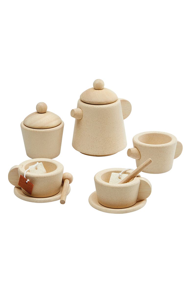 PlanToys<sup>®</sup> Wooden Tea Set, Alternate, color, Natural