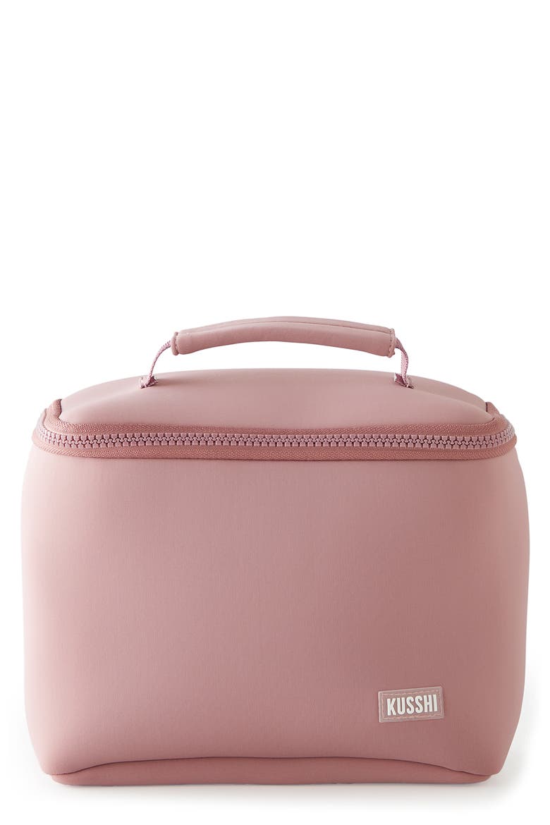 Small Neoprene Train Case, Main, color, MAUVE/STONE