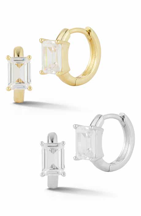 Set of 2 Cubic Zirconia Small Hoop Earrings