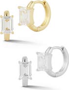 GLAZE JEWELRY Set of 2 Cubic Zirconia Small Hoop Earrings