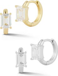 GLAZE JEWELRY Set of 2 Cubic Zirconia Small Hoop Earrings