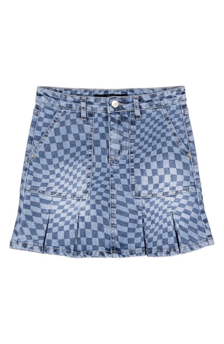 Joe's Jeans Kids' Checkerboard Print Pleated Denim Skirt, Main, color, Blue Checkered Print