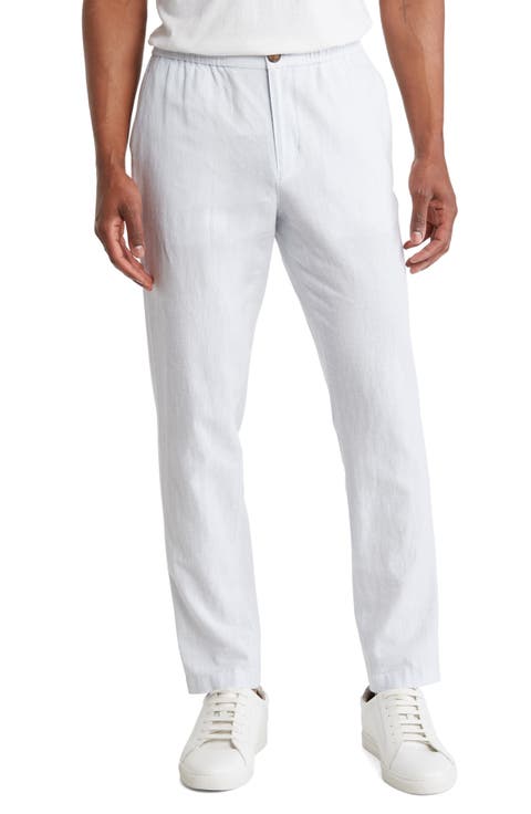 Elastic Waist Linen Blend Trim Fit Pants
