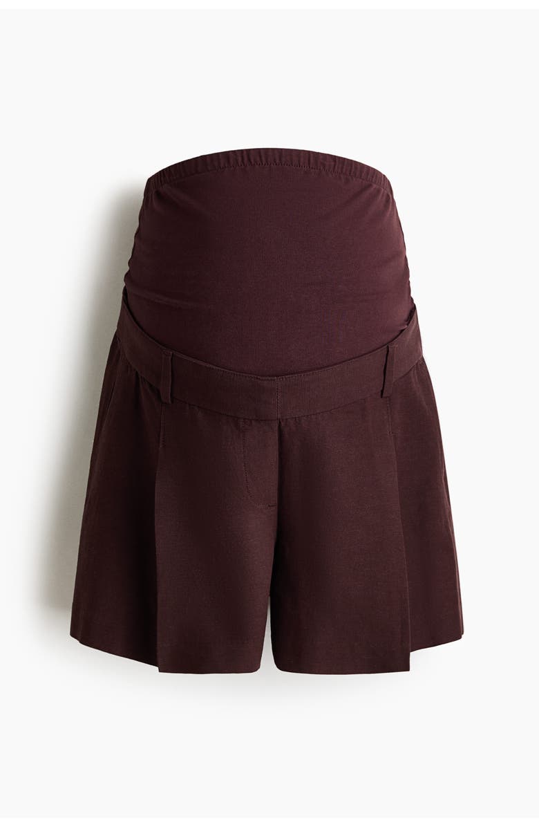 H&M Mama Linen-blend Shorts, Main, color, Dark Brown