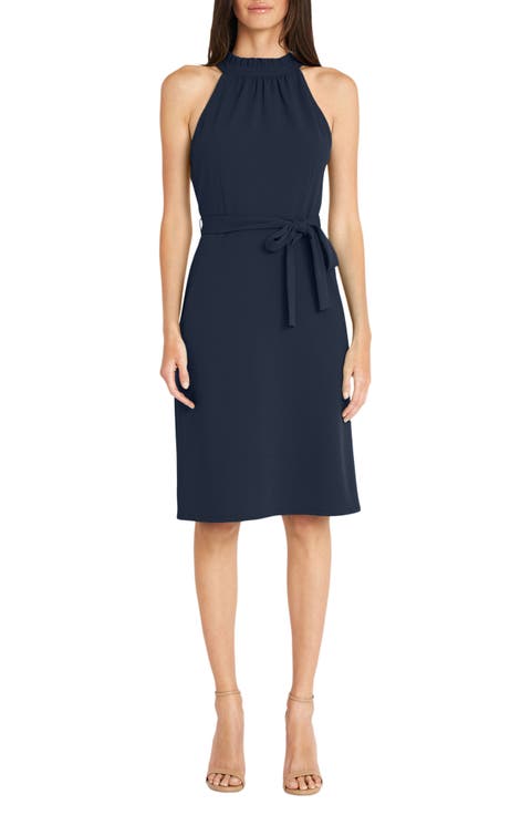 Sleeveless Tie Waist Sheath Dress