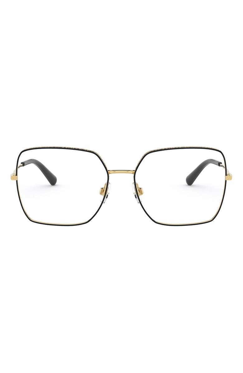 Dolce&Gabbana 54mm Square Optical Glasses, Main, color, Gold Black