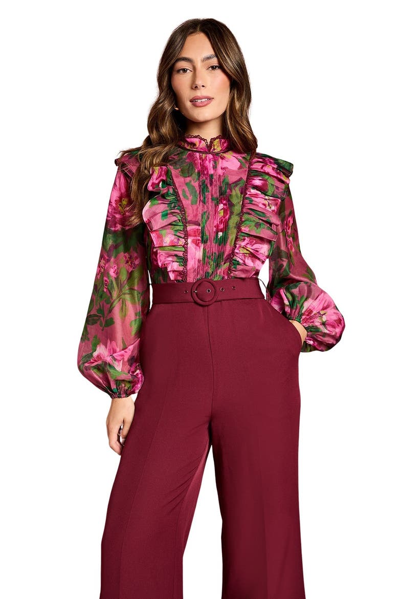 Organza Blouse Jumpsuit, Alternate, color, Plum