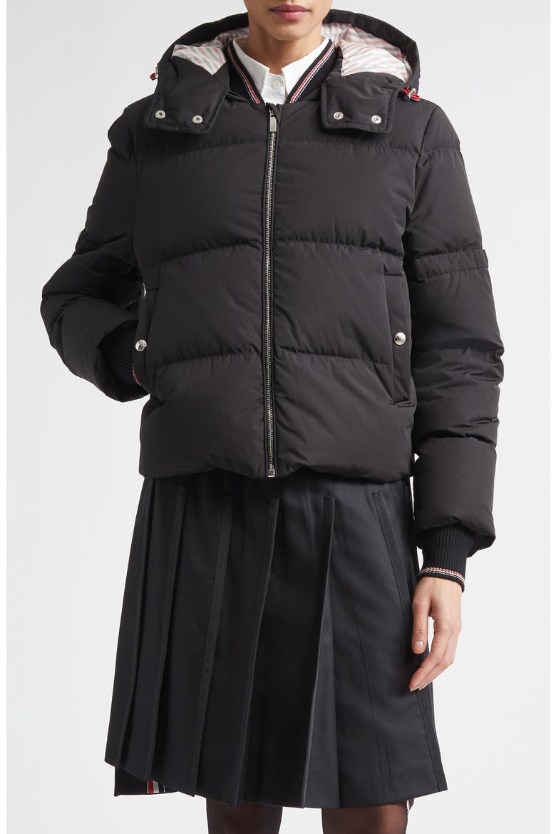 Armband Down Jacket with Removable Hood, Main, color, BLACK