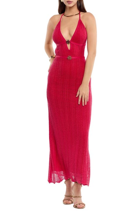 Ariel Crochet Halter Maxi Dress