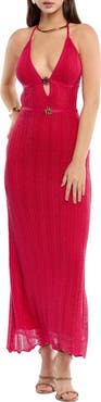 Capittana Ariel Crochet Halter Maxi Dress