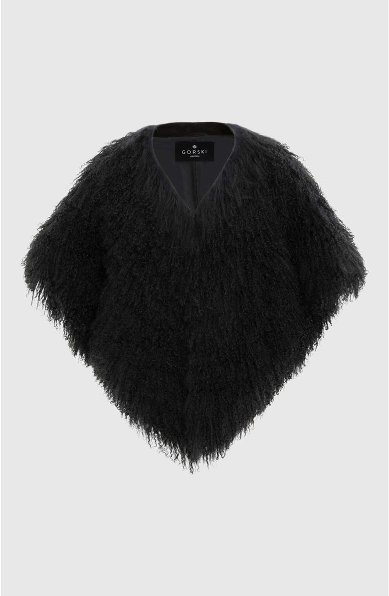 GORSKI Select Genuine Shearling Shawl, Alternate, color, Black