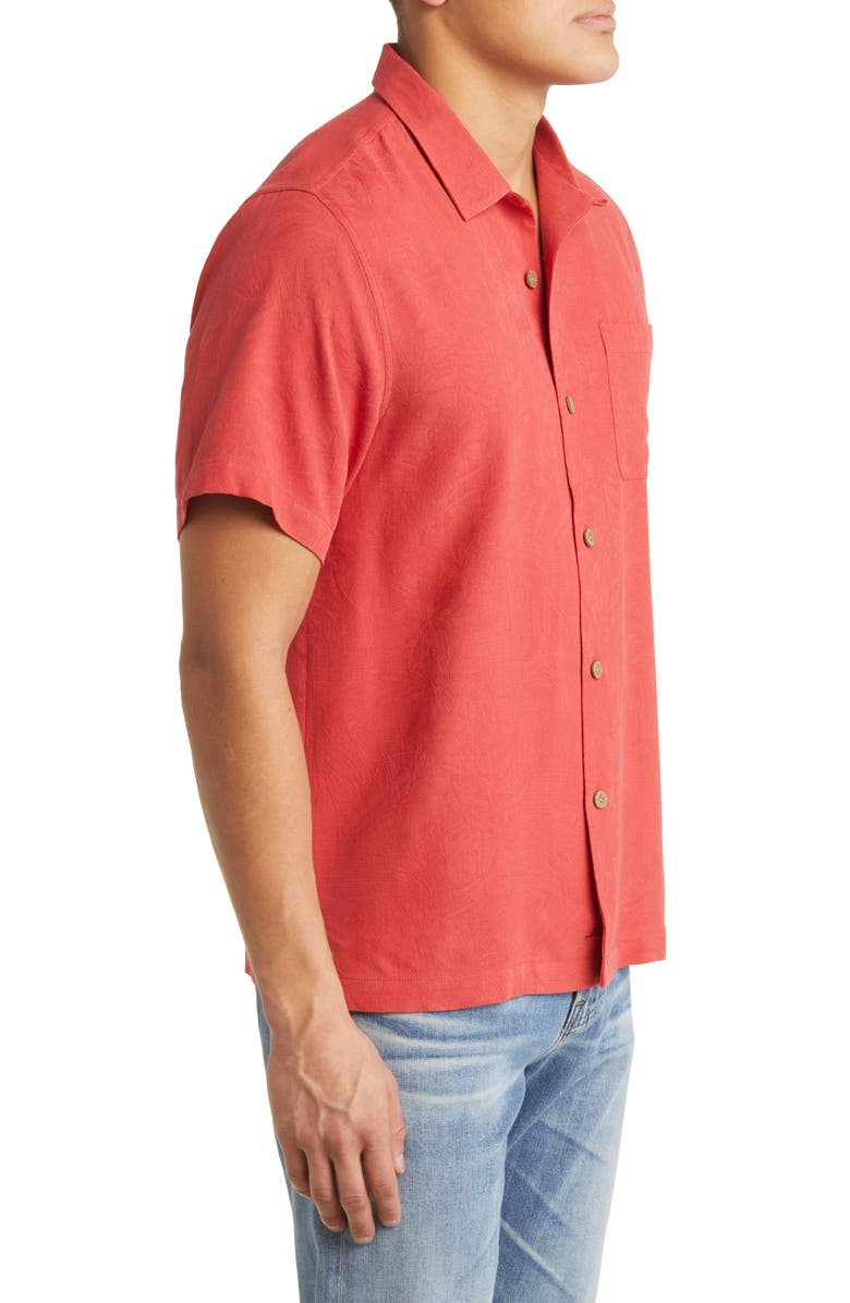 Tommy Bahama Tropic Isle Short Sleeve Button-Up Silk Camp Shirt, Alternate, color, Dk Havana