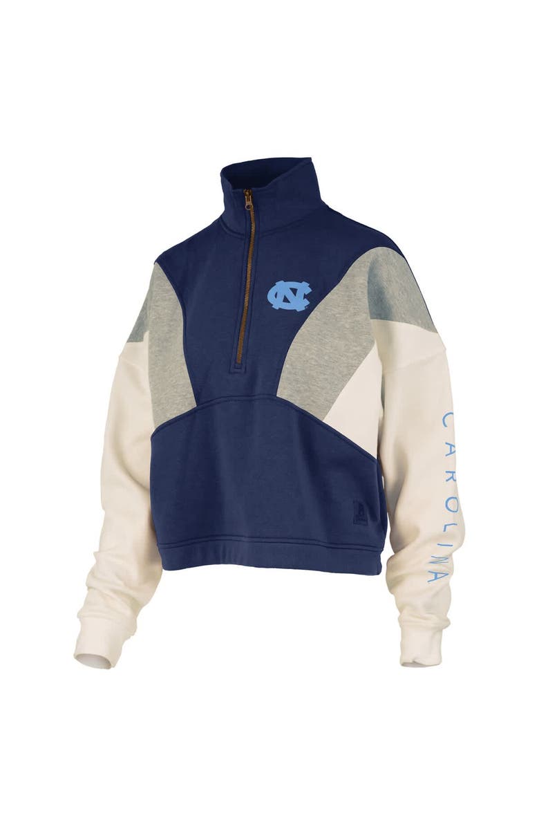 PRESSBOX Women's Pressbox  Navy North Carolina Tar Heels Ferrara Color Block Quarter-Zip Sweatshirt, Alternate, color, Navy