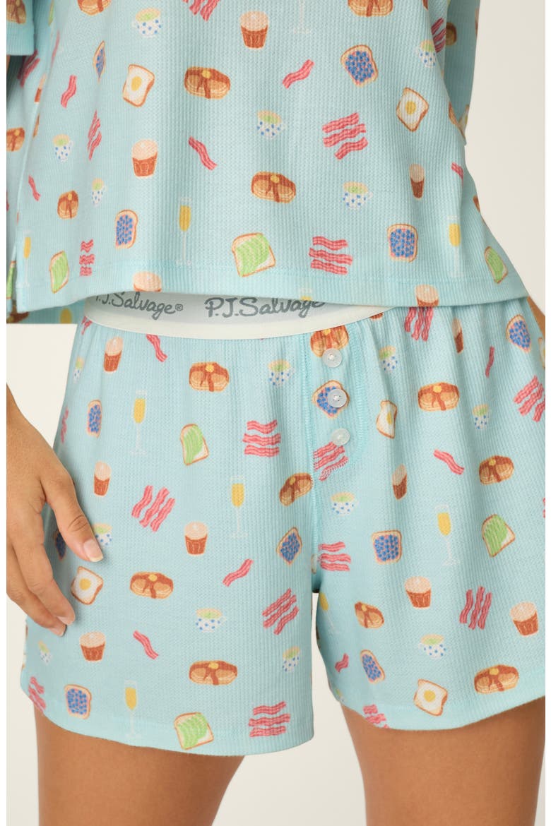 Breakfast Print Pajama Set, Alternate, color, COOL BLUE