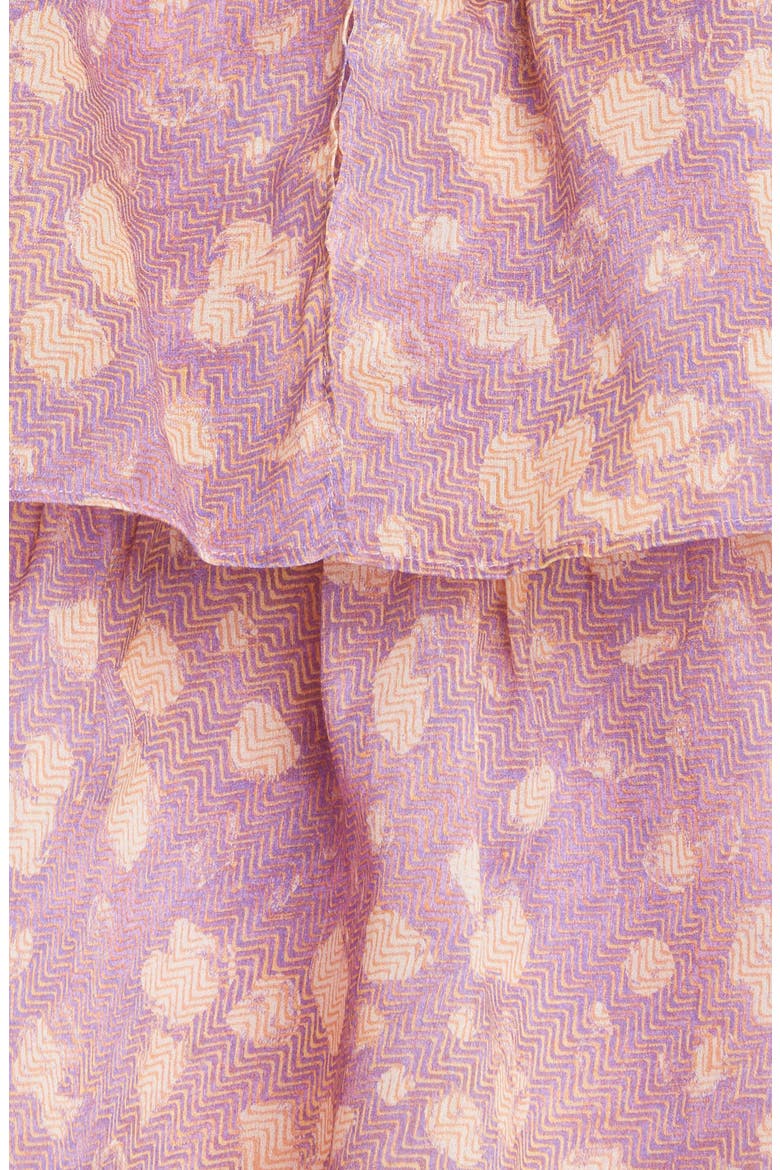 Celina Ruffle Cotton & Silk Dress, Alternate, color, LAVENDER HANDPRINT DOT