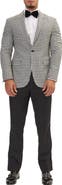 RON TOMSON Trim Fit Check Formal Jacket & Solid Pants Suit