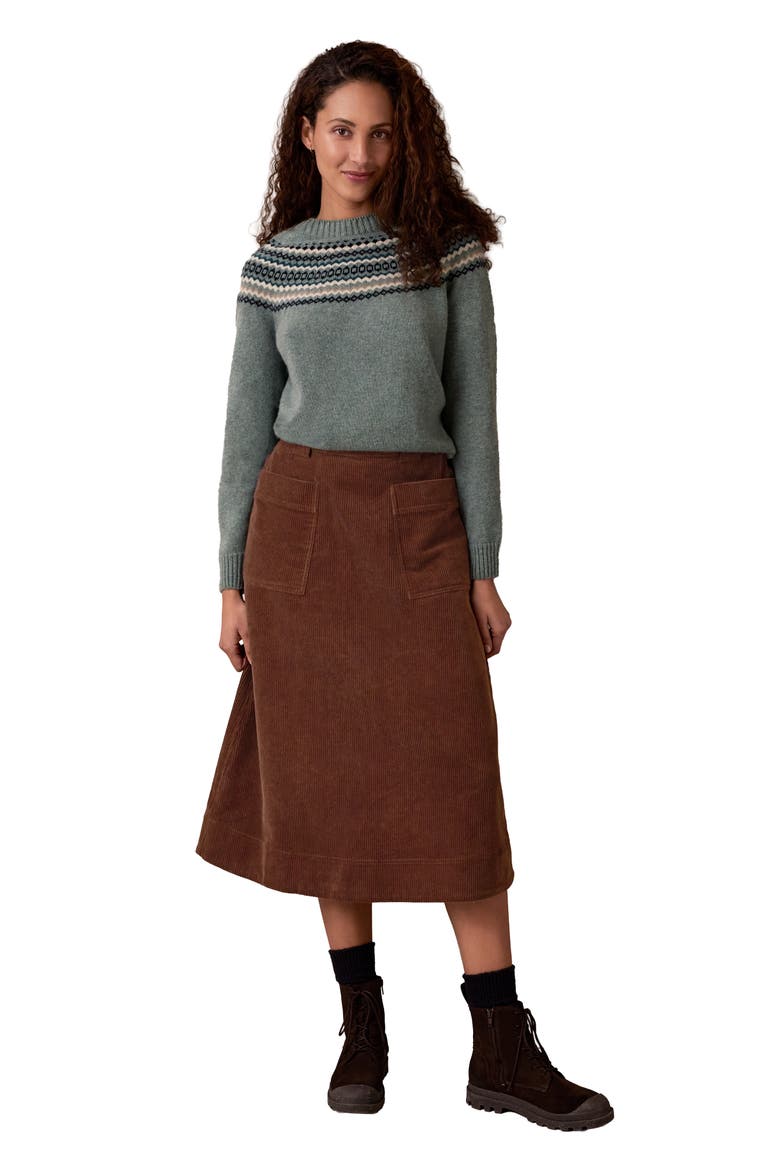 Utility Cord Midi Skirt, Alternate, color, Chocolate