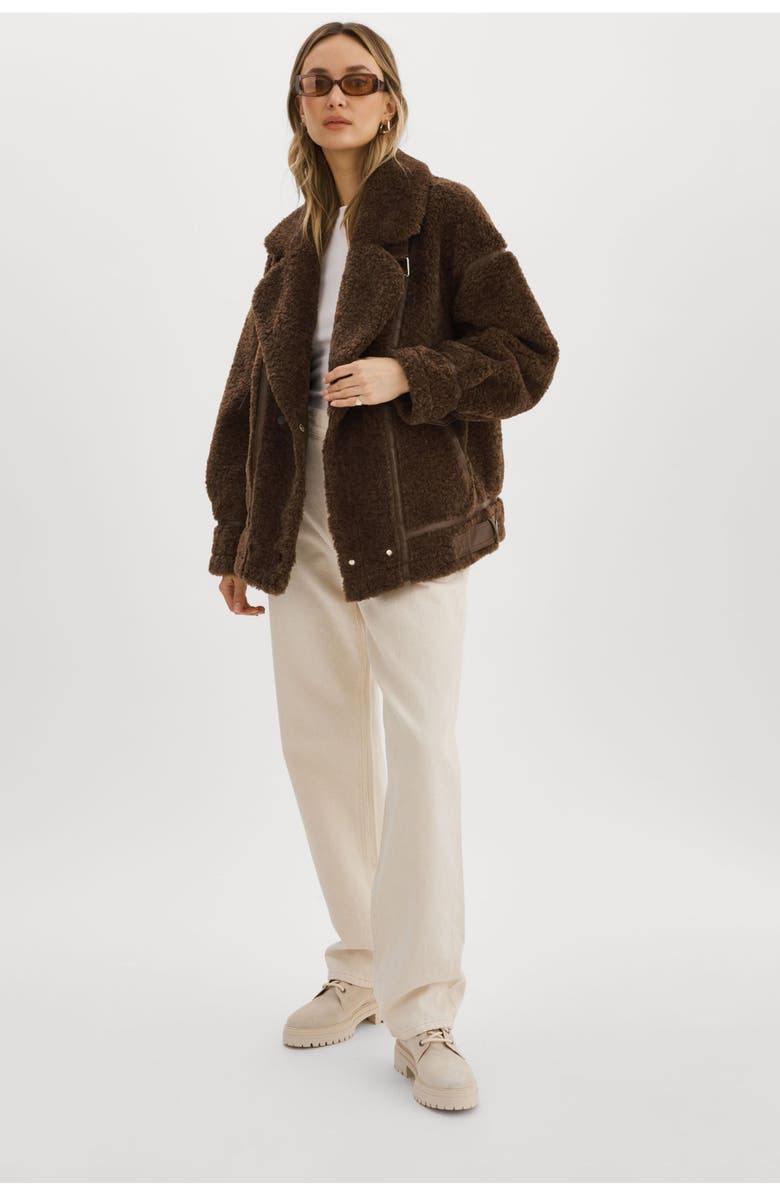 LAMARQUE Badu | Oversized Faux Shearling Jacket, Main, color, Brown