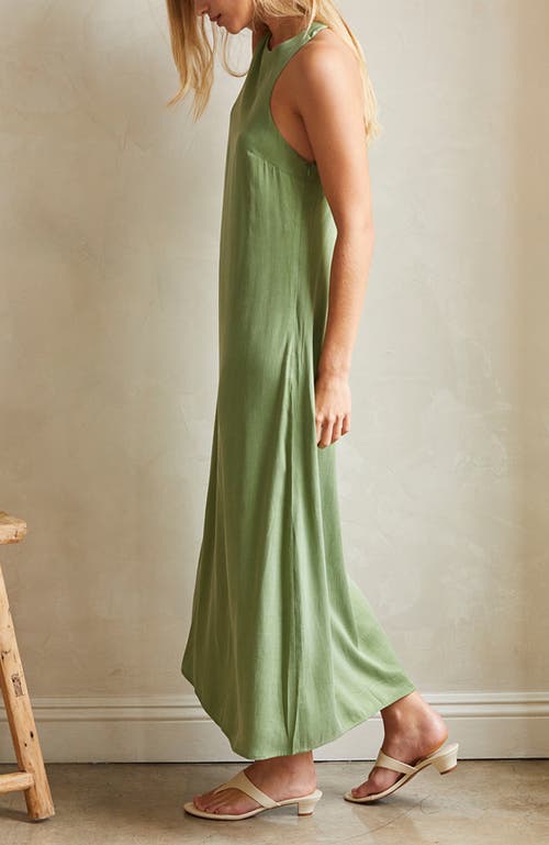 Crescent Back Twist Cupro Slip Dress In Matcha