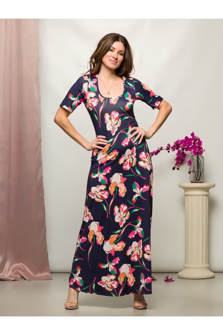 V-Neck Sleeveless Maxi Dress with Belt, Alternate, color, Pink Multi