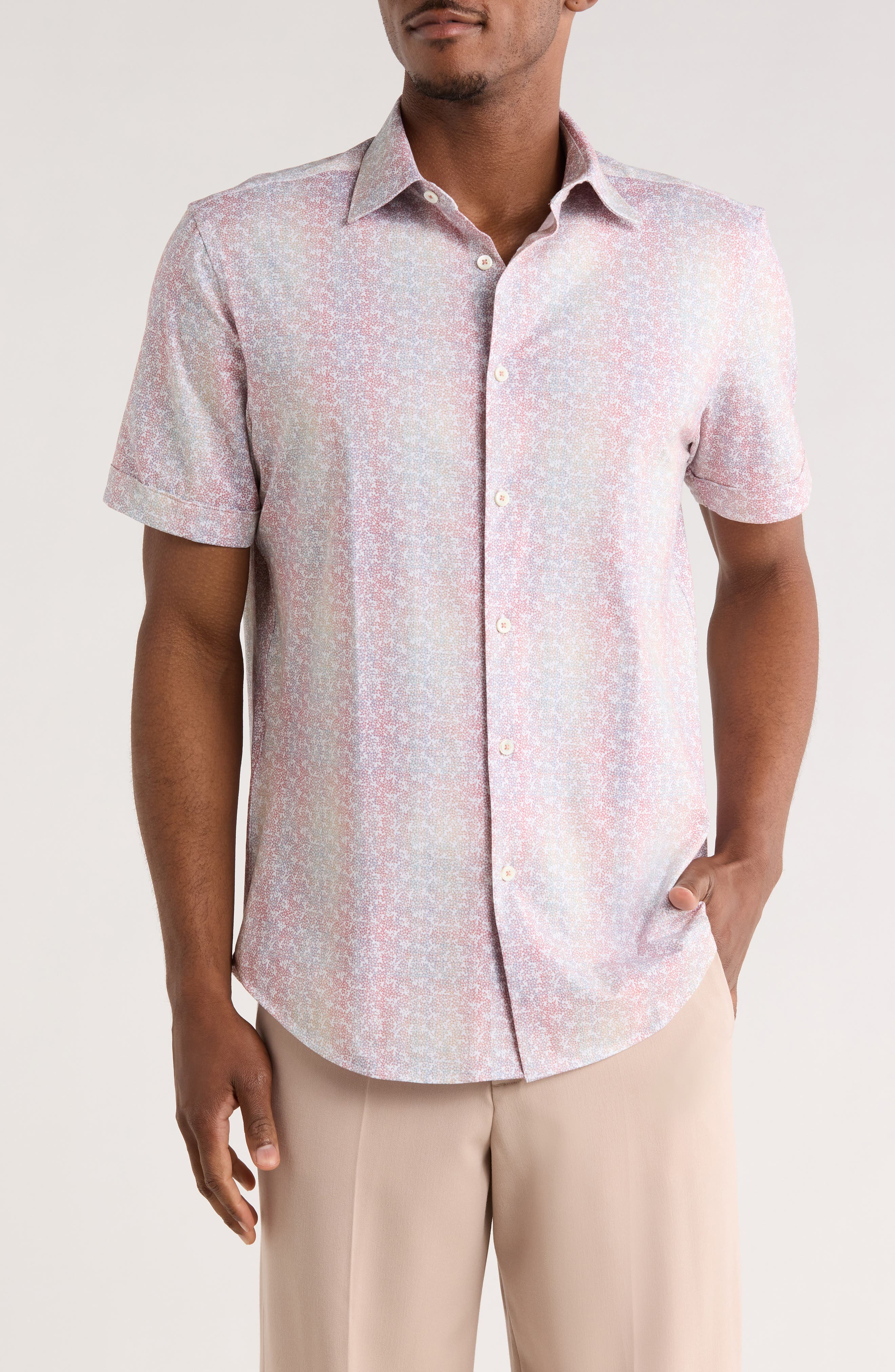 Bugatchi Print Short Sleeve Button-Up Shirt