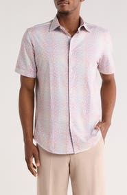Bugatchi Print Short Sleeve Button-Up Shirt