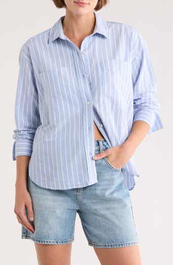 beachlunchlounge Everly Stripe Cotton Button-Up Shirt