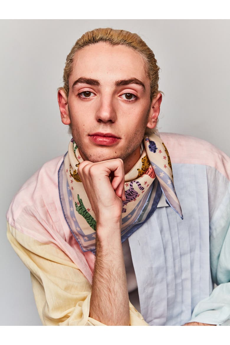 Neon Tigers Bandana, Alternate, color, Pastel Blue
