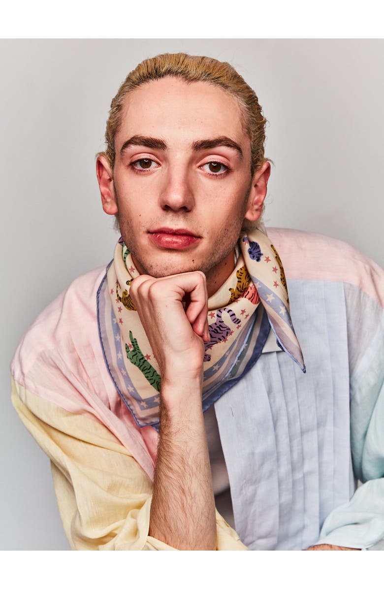 Lost Pattern NEON TIGERS BANDANA, Alternate, color, Pastel Blue