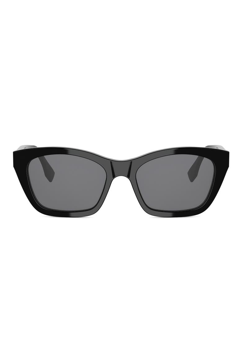 Forever Fendi 54mm Rectangular Sunglasses, Main, color, SHINY BLACK / SMOKE