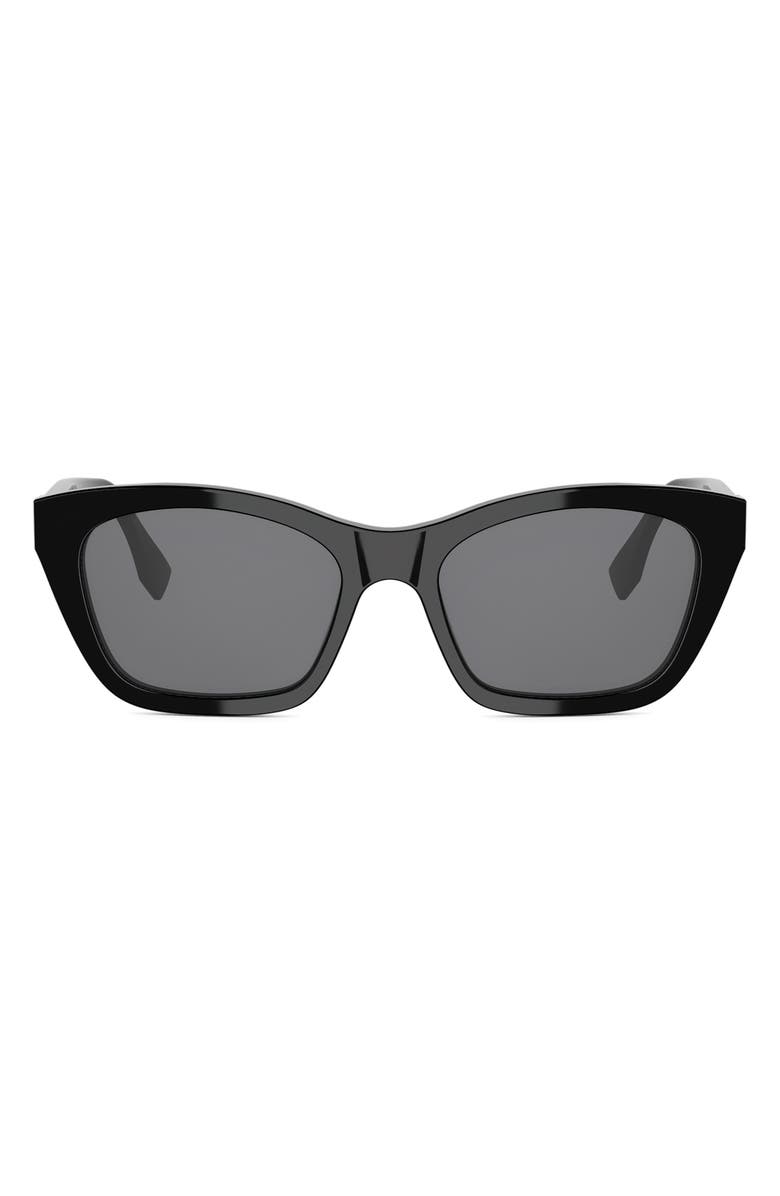 Fendi Forever Fendi 54mm Rectangular Sunglasses, Main, color, Shiny Black / Smoke