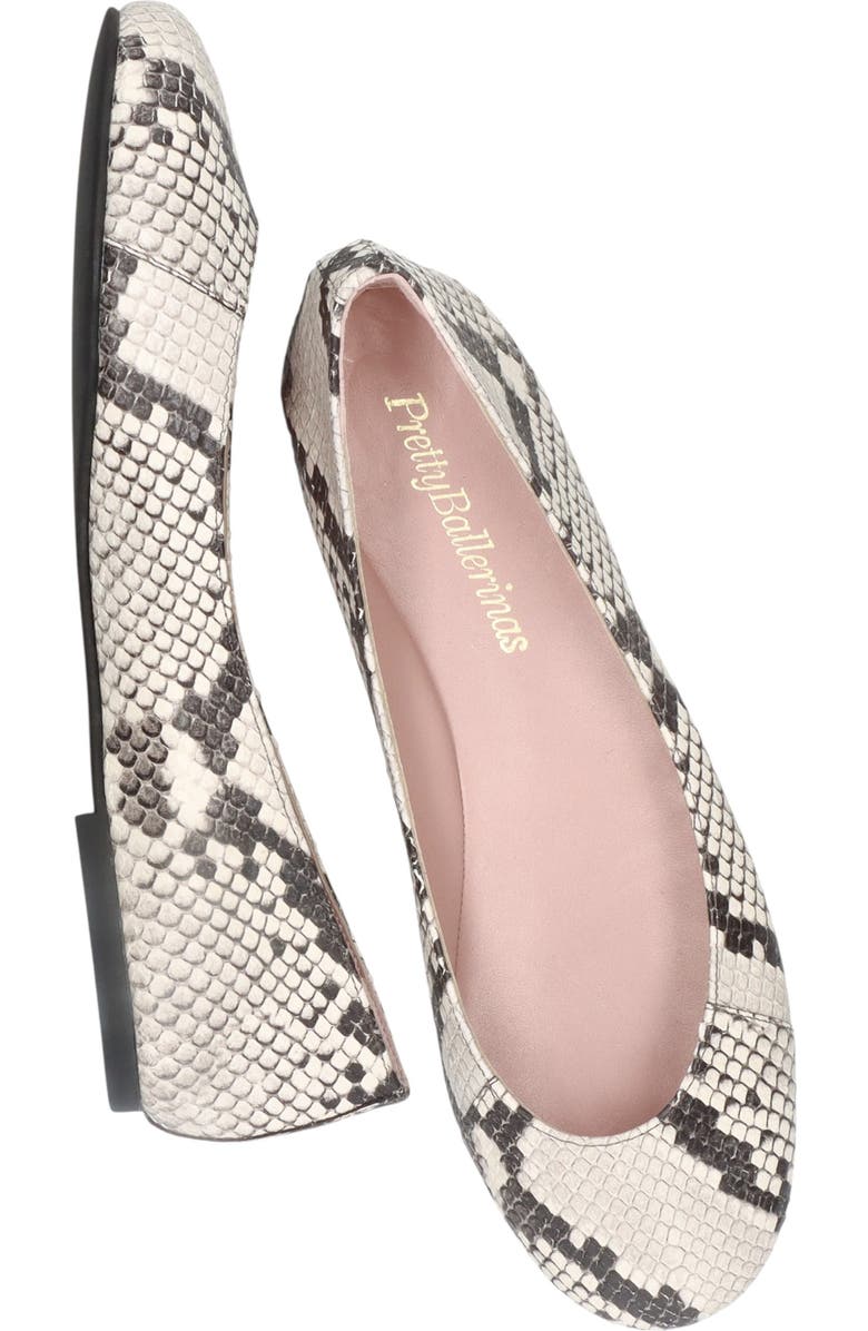 Pretty Ballerinas Round Toe Snake Naked Ballet Flat, Alternate, color, Ivory