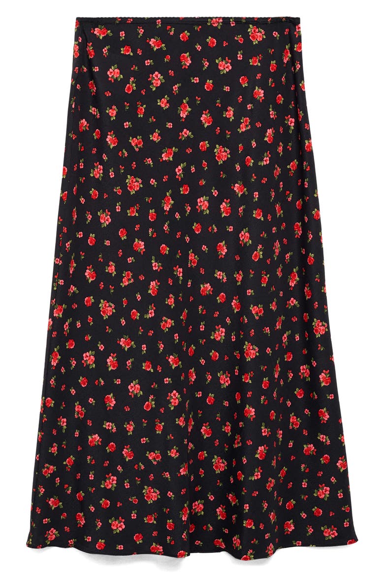 Floral Flare Maxi Skirt, Alternate, color, BLACK