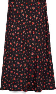 MANGO Floral Flare Maxi Skirt