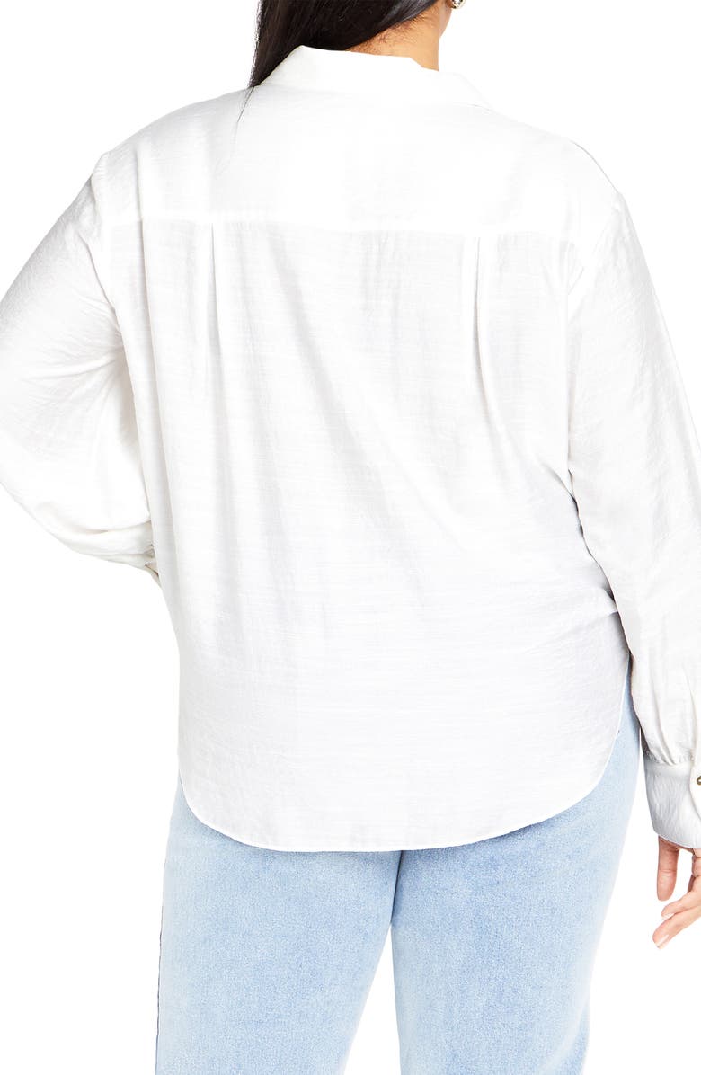 City Chic Rosabella Tie Hem Button-Up Shirt, Alternate, color, 