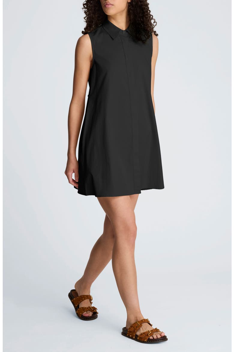 Sleeveless Trapeze Mini Shirtdress, Main, color, BLACK