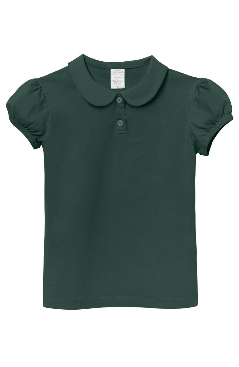 CITY THREADS Girls 100% Cotton Puff Short Sleeve Polo Tee with Peter Pan Collar, Alternate, color, Uniform Hunter Green