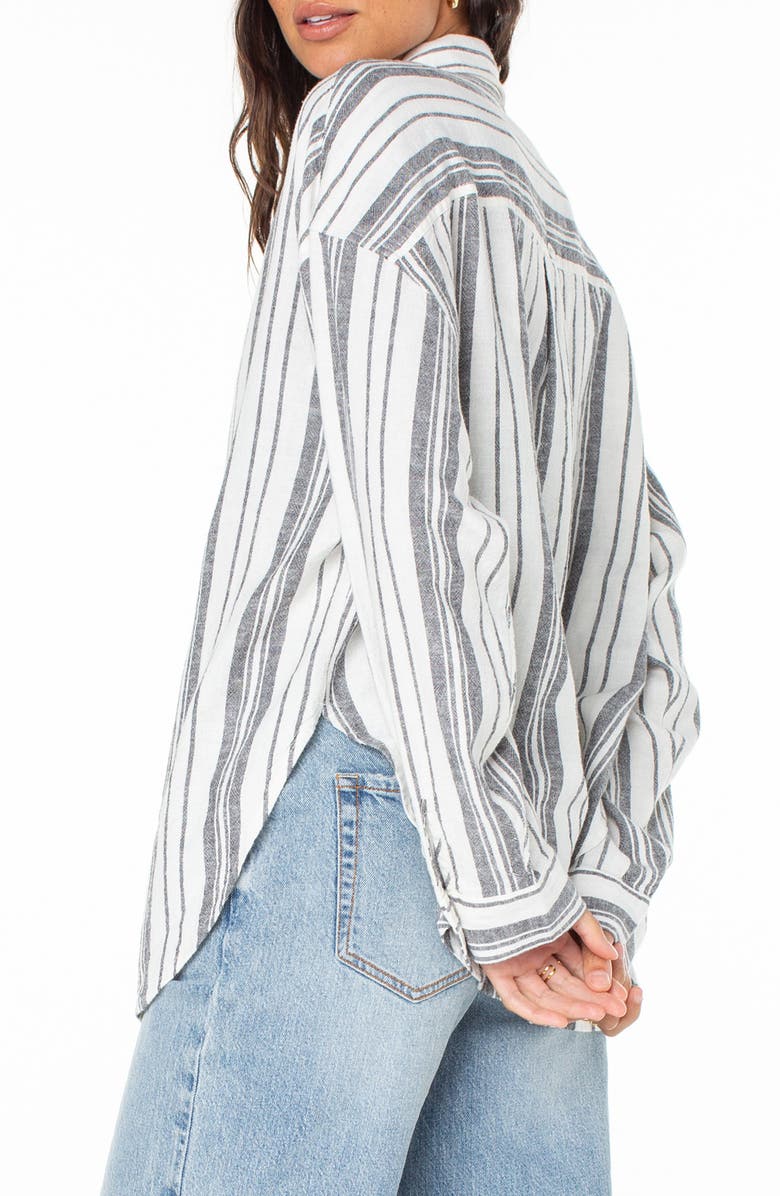 Roxy Morning Time Stripe Linen Blend Button-Up Shirt, Alternate, color, 
