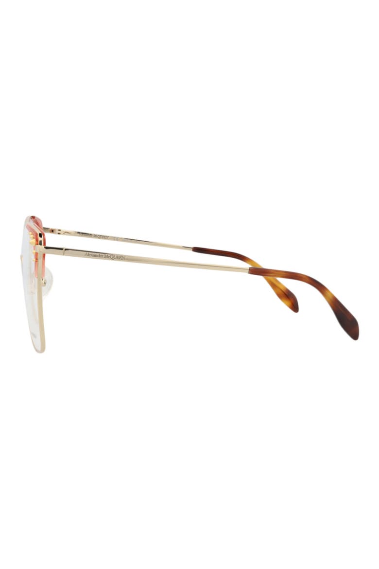 56mm Square Optical Glasses, Alternate, color, GOLD/ RED TRANSPARENT