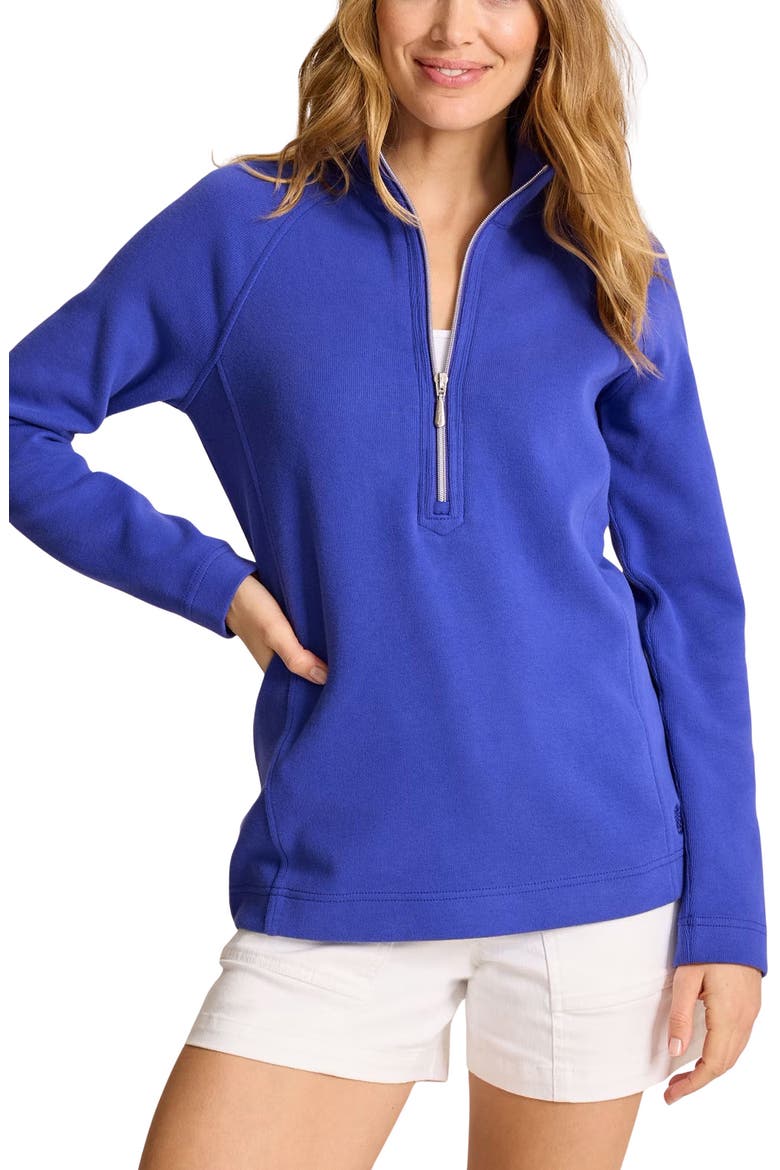 New Aruba Stretch Cotton Half Zip Pullover, Main, color, BOLD BLUE