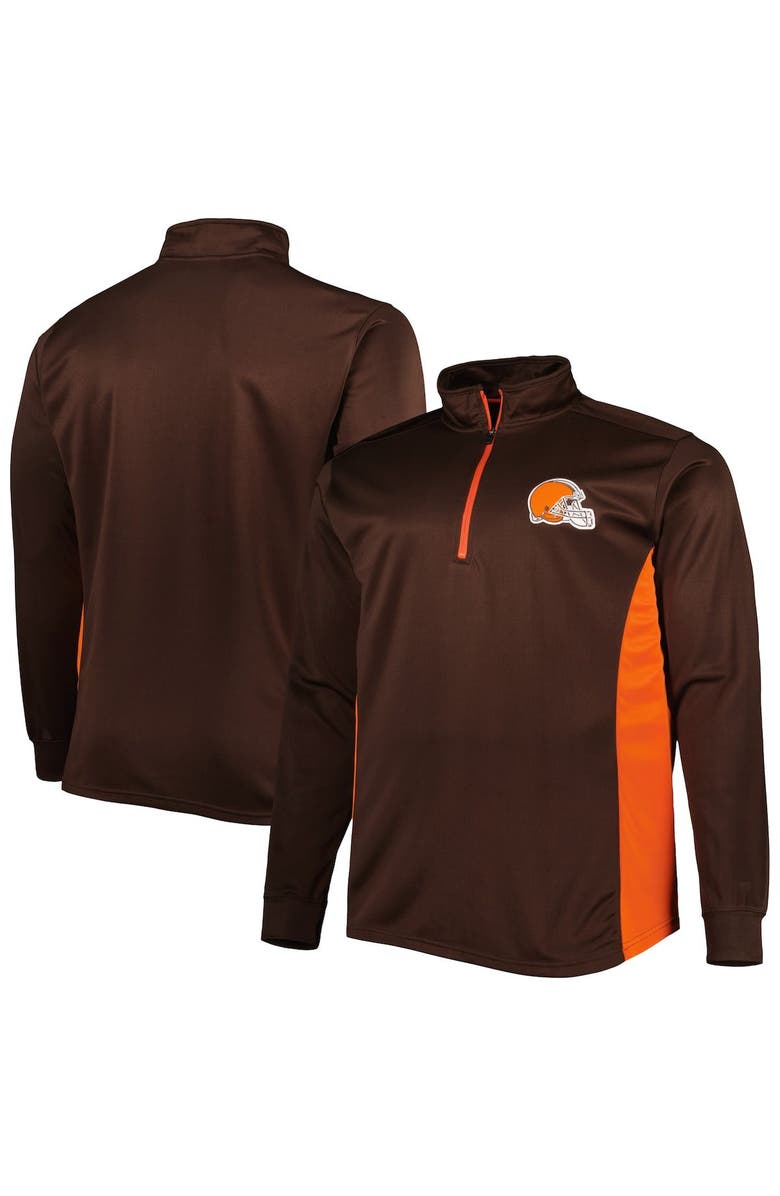 PROFILE Men's Brown Cleveland Browns Big & Tall Quarter-Zip Top, Main, color,