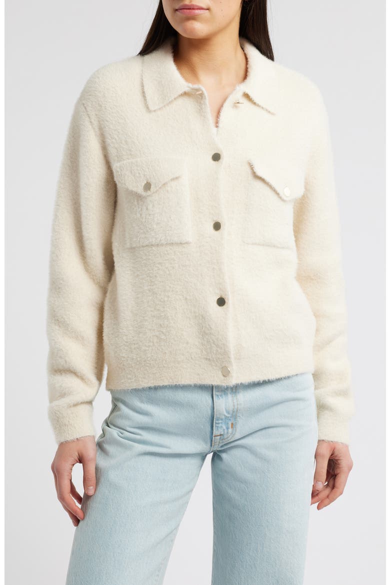 Fuzzy Cardigan, Main, color, ANTIQUE WHITE
