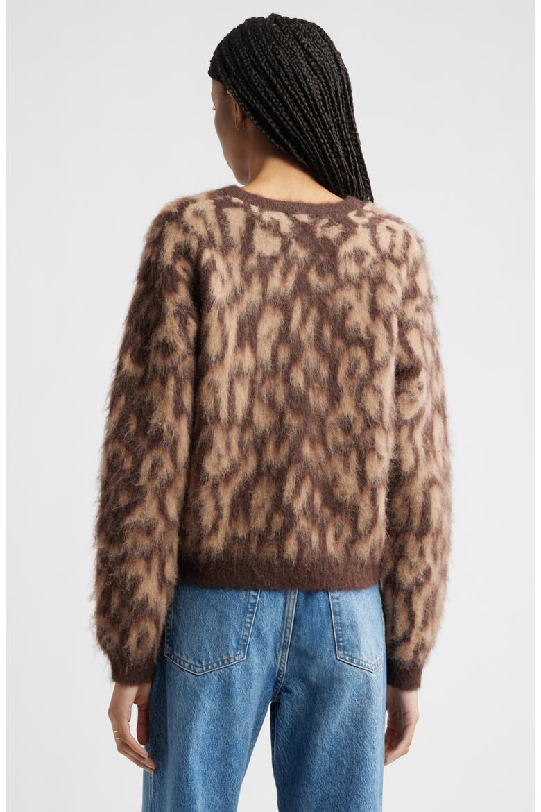 Leopard Crewneck Cardigan, Alternate, color, BROWN COFFEE ANIMAL