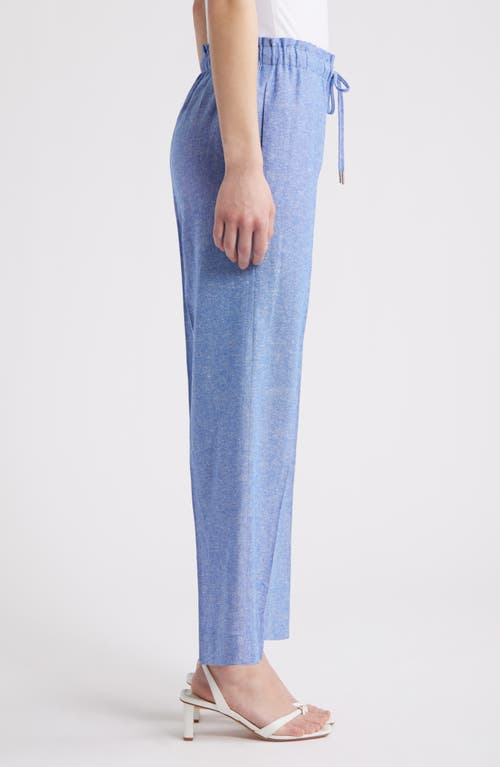 ANNE KLEIN ANNE KLEIN LINEN BLEND CROP WIDE LEG DRAWSTRING PANTS